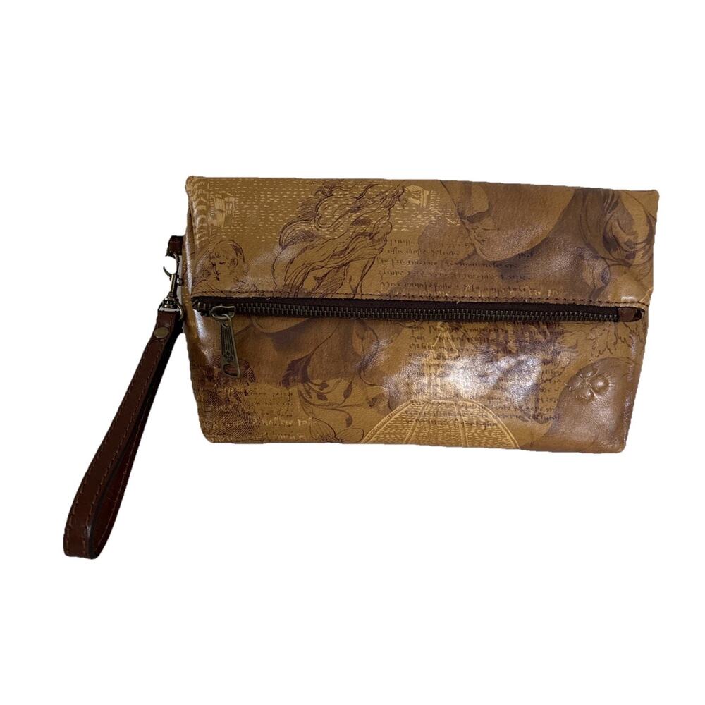 Patricia Nash Cassini Leather Wristlet Italian Sketchbook Print Very Soft NWOT